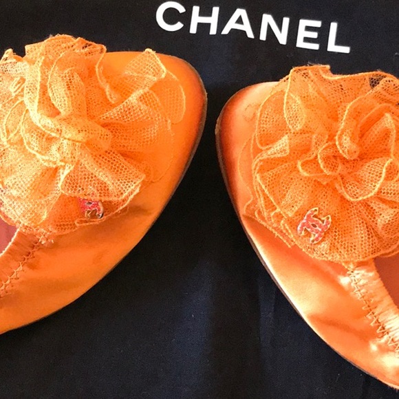Vintage Orange Chanel Ballerina Flats size 40 - Picture 4 of 6